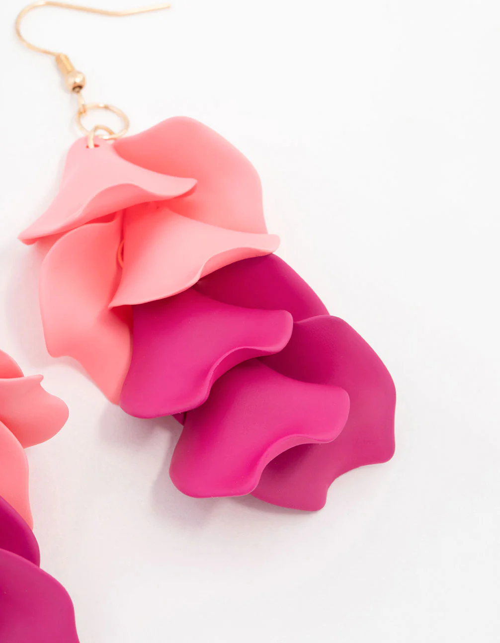 Pink Coated Petal Drop Earrings - Image 3