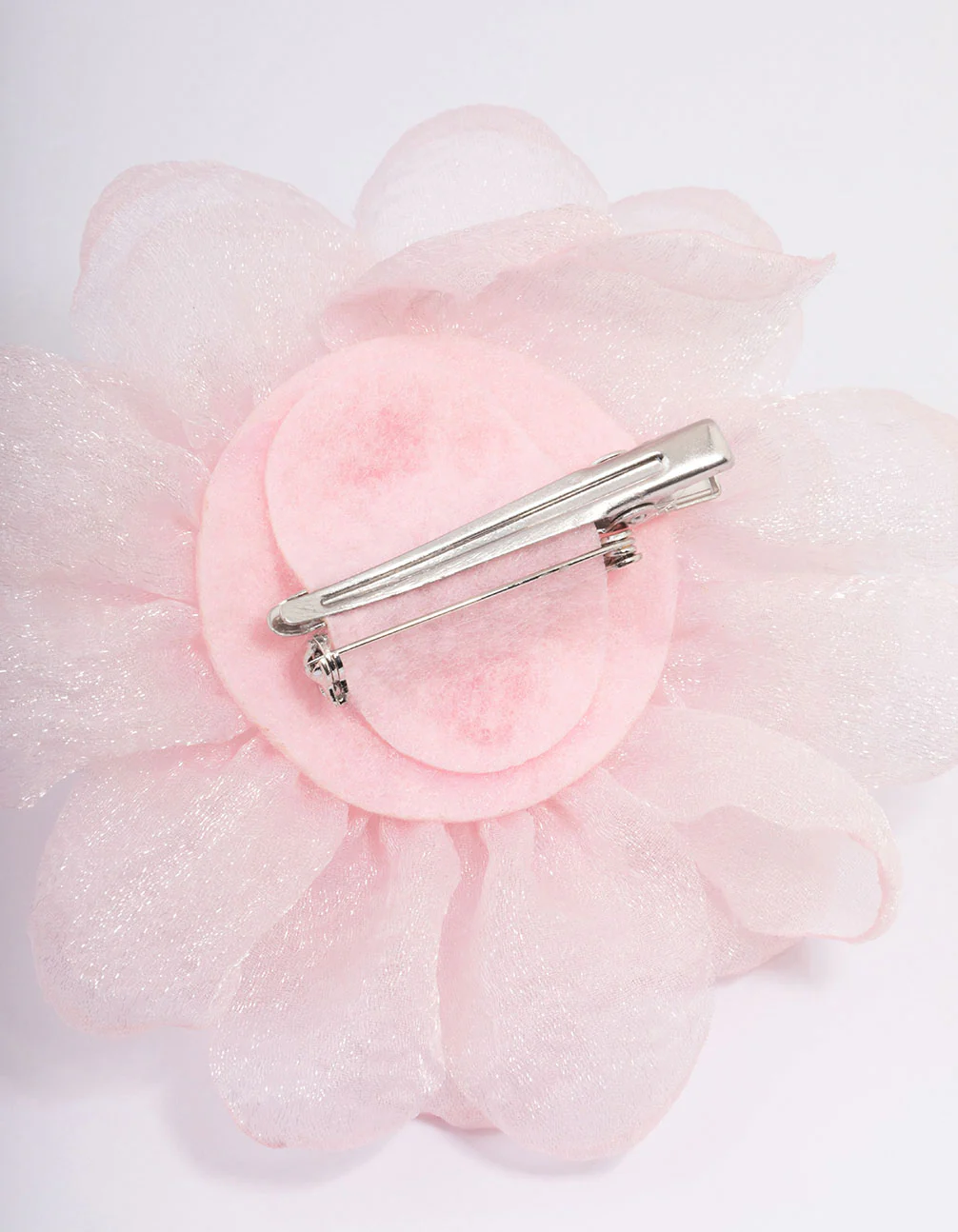 Pink Fabric Chiffon Flower Hair Clip & Brooch Pin - Image 3