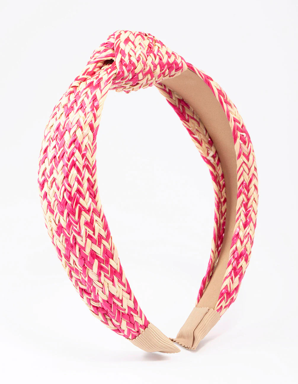Pink Fabric Wave Twisted Knotted Headband - Image 2