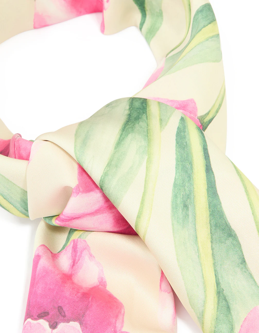 Pink & Green Tulip Flower Print Scarf - Image 2