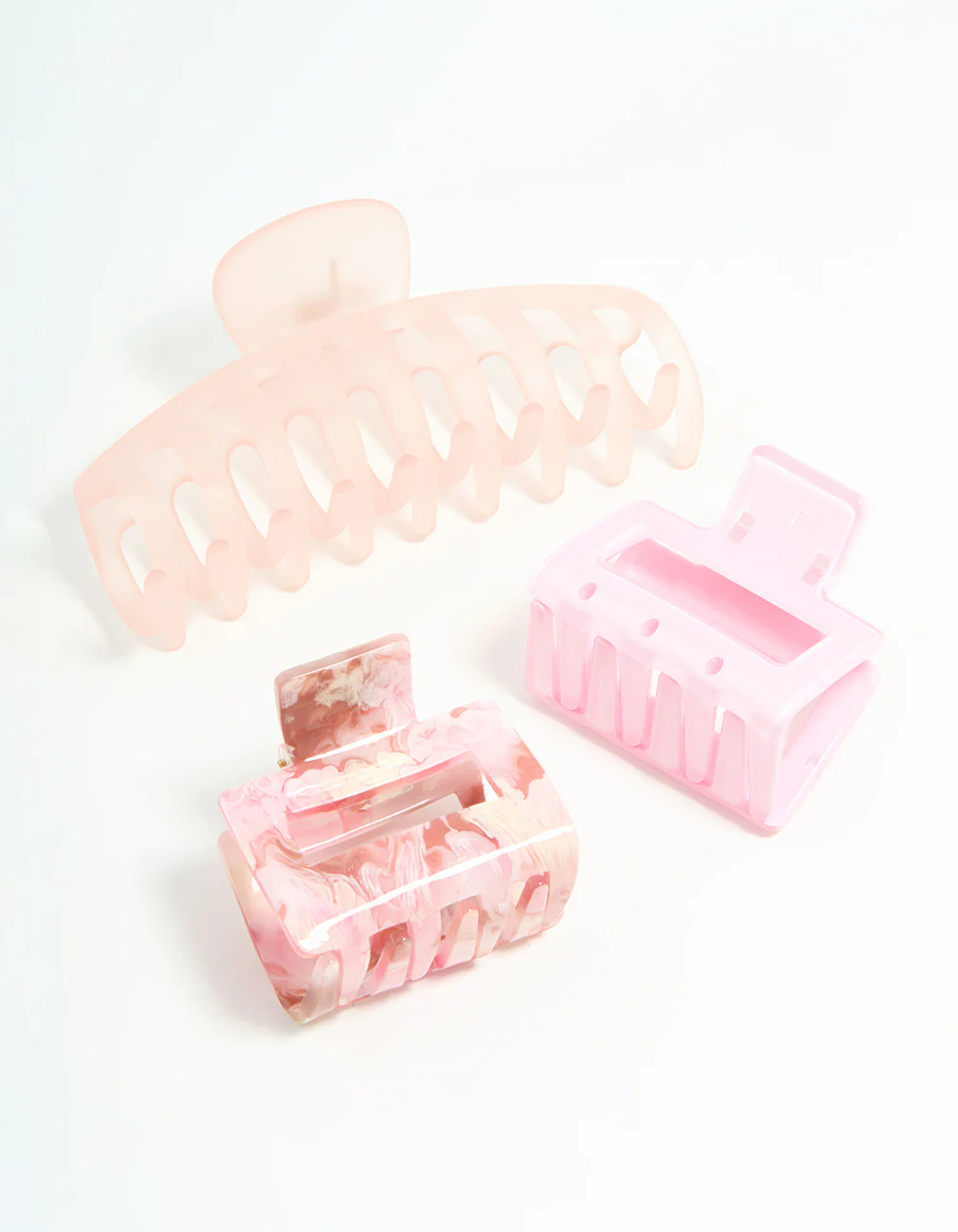 Pink Mixed Cutout Claw Clips 3-Pack