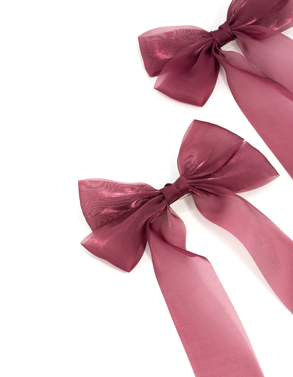 Pink Organza Fabric Hair Clips 2-Pack - Image 2