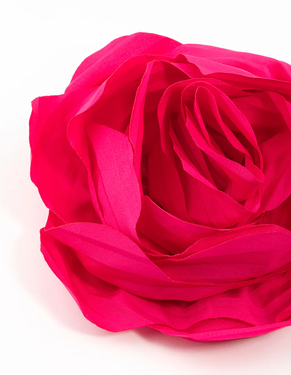 Pink Plisse Fabric Flower Clip - Image 2