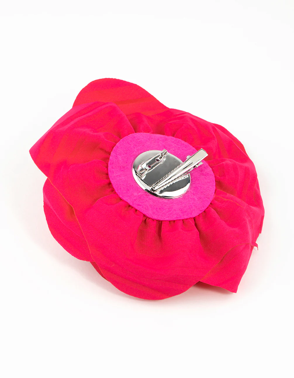 Pink Plisse Fabric Flower Clip - Image 3