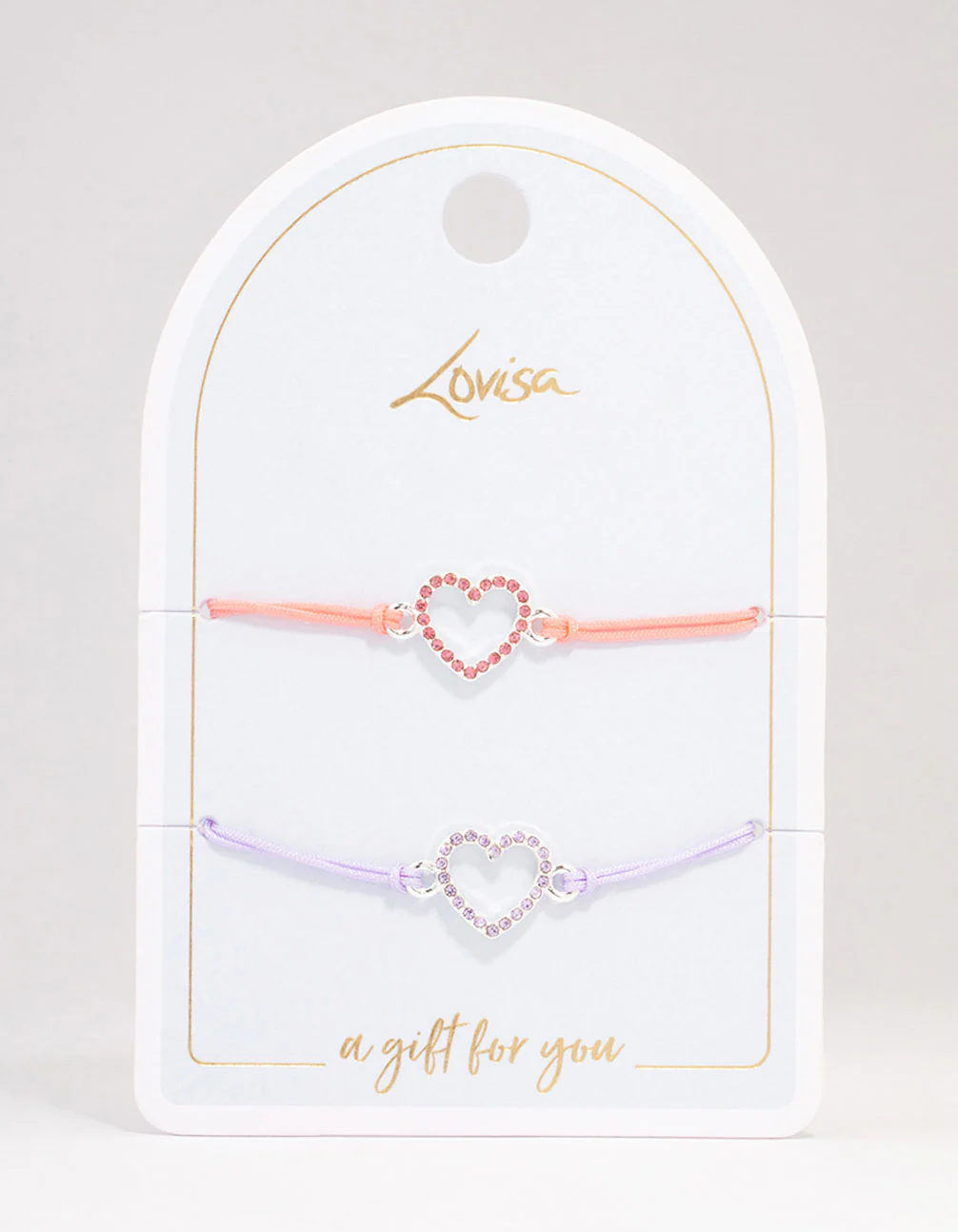 Pink & Purple Diamante Heart Cord Bracelet Pack - Image 2
