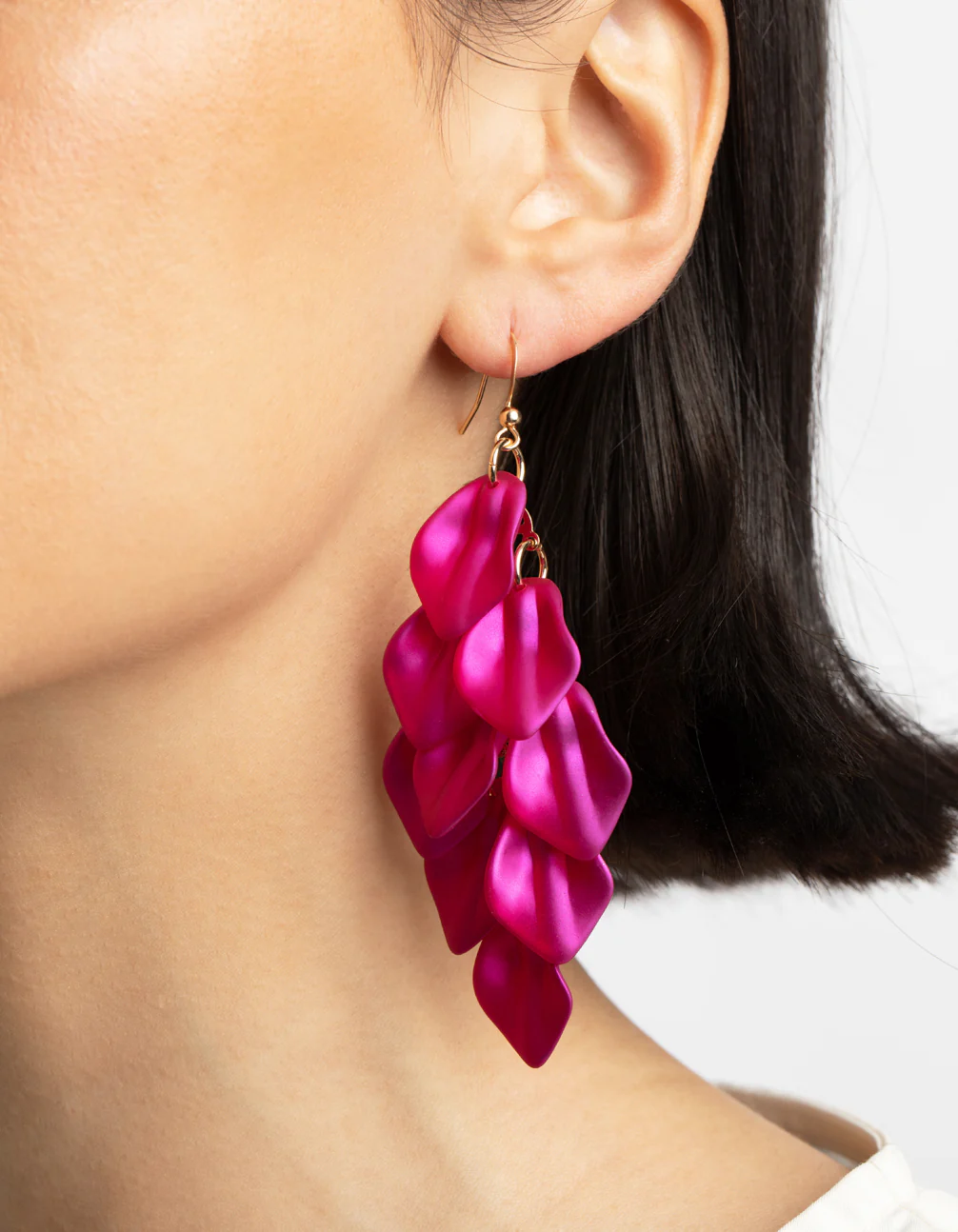Fuchsia Petal Drop Earrings - Image 2