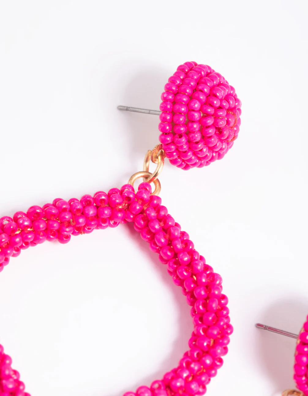 Pink Beaded Drop Earrings - Image 3