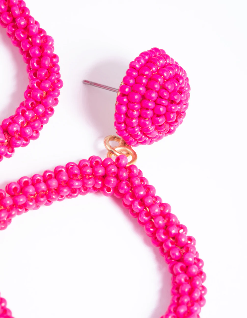 Pink Beaded Drop Earrings - Image 4
