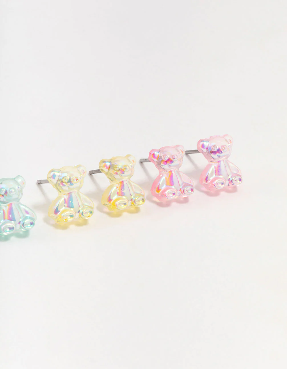 Holographic Teddy Stud Earrings 3-Pack - Image 3
