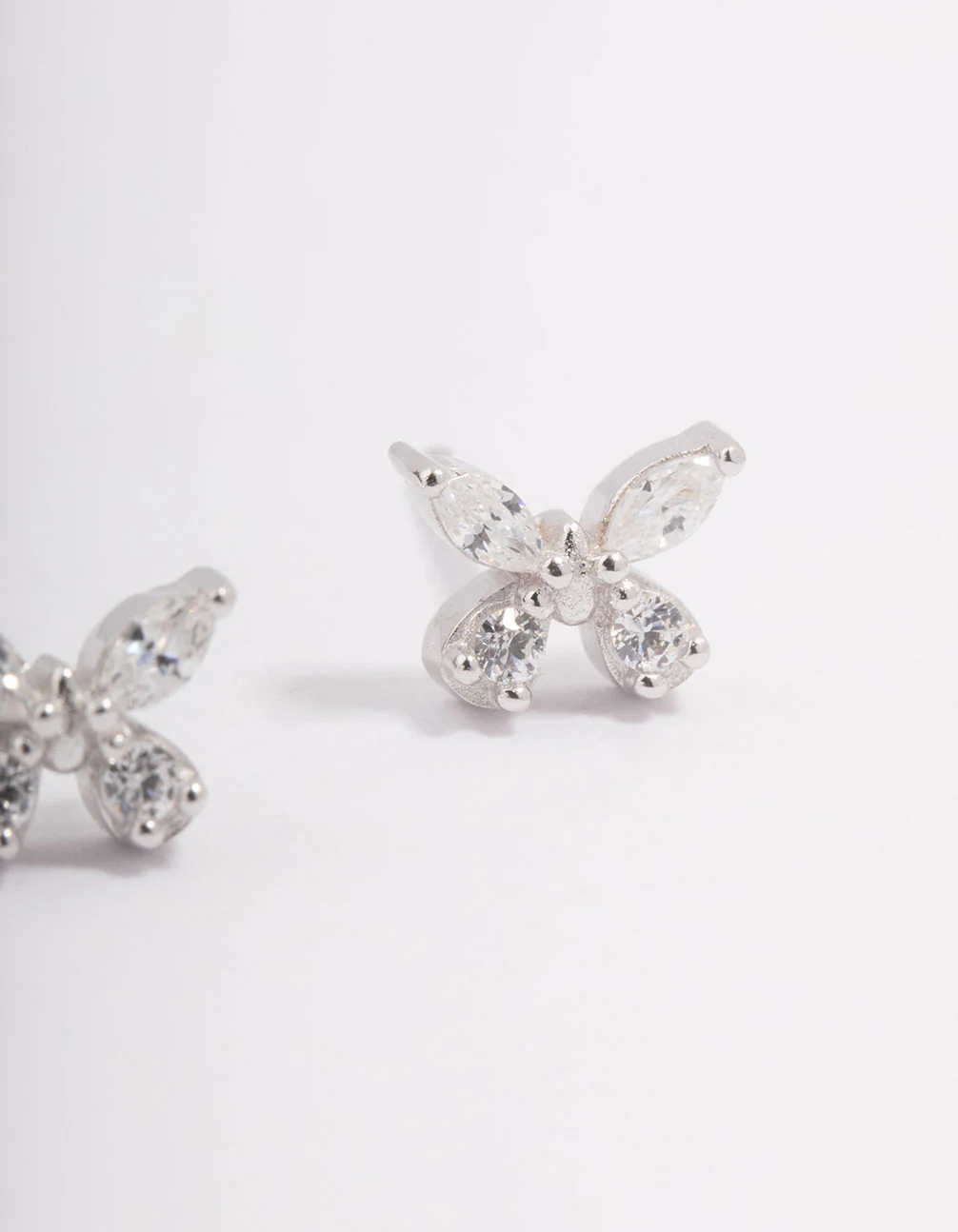 Platinum Sterling Butterfly Cubic Zirconia Stud Earrings - Image 3