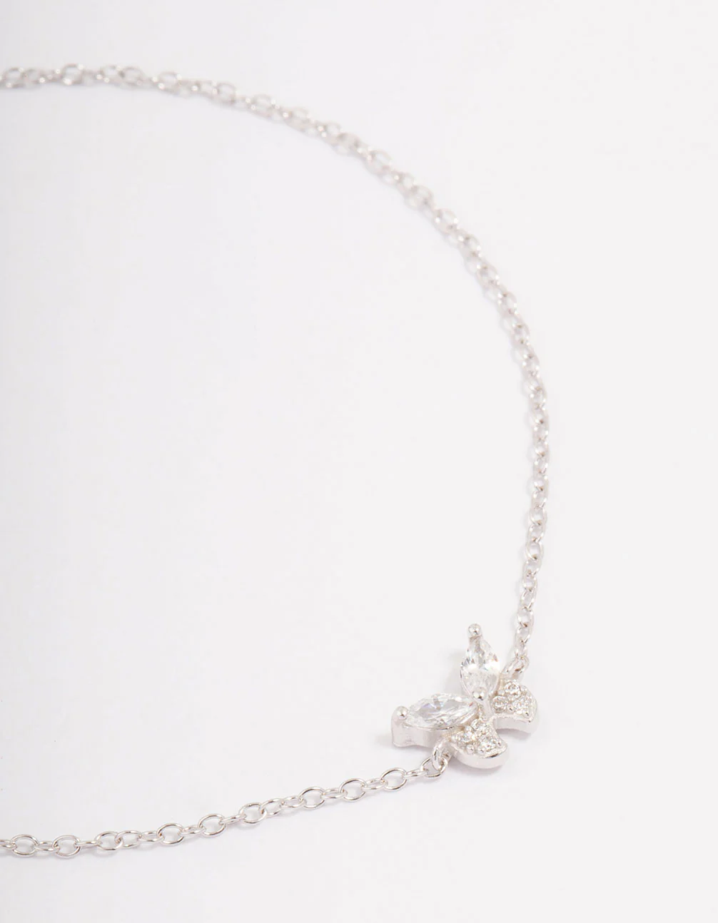 Platinum Sterling Silver Butterfly Cubic Zirconia Bracelet - Image 2