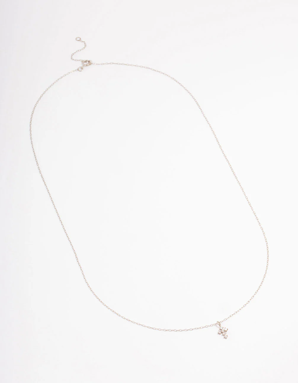 Platinum Sterling Silver Cross Cubic Zirconia Pendant Necklace - Image 2