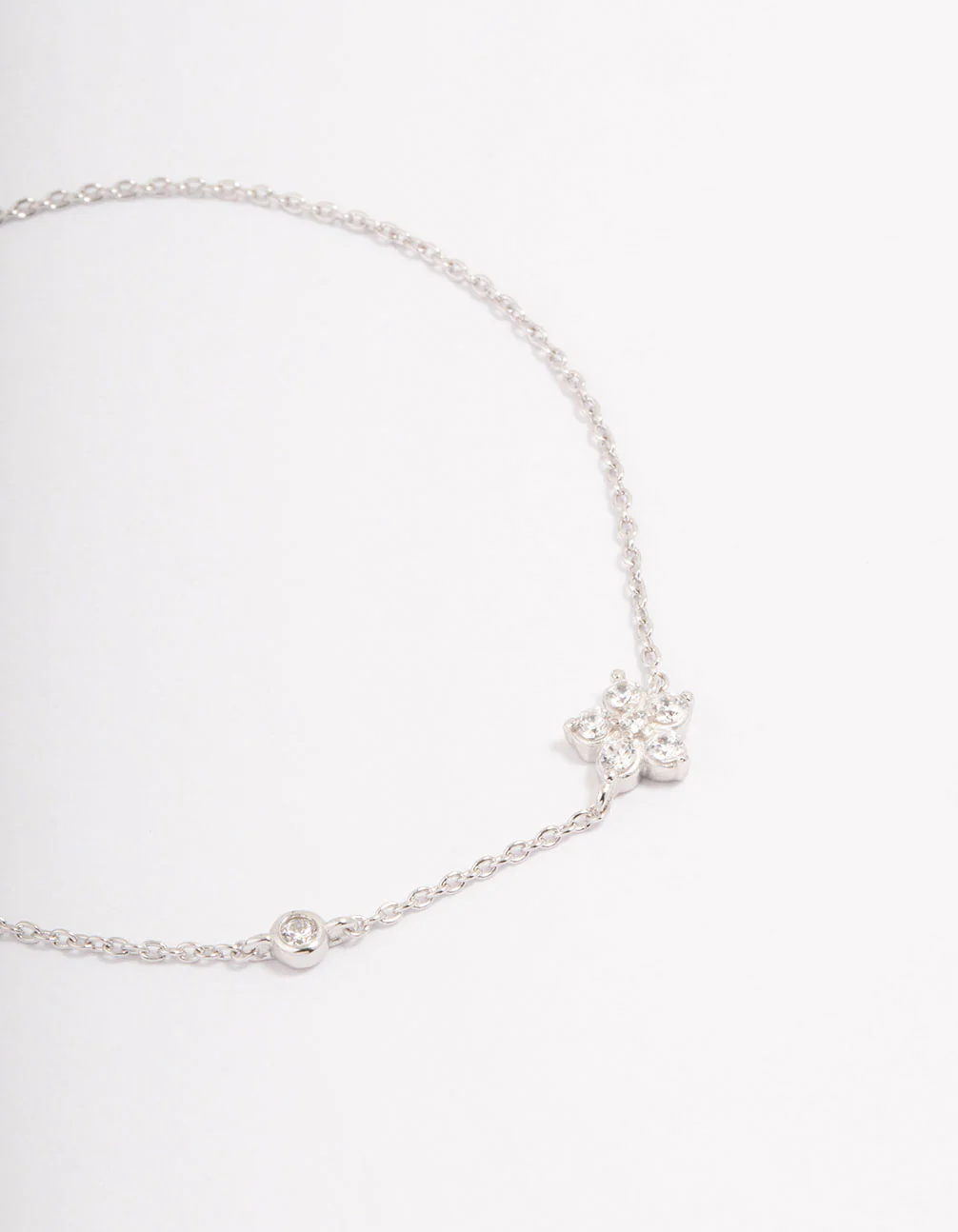 Platinum Sterling Silver Cubic Zirconia Flower Bracelet - Image 2