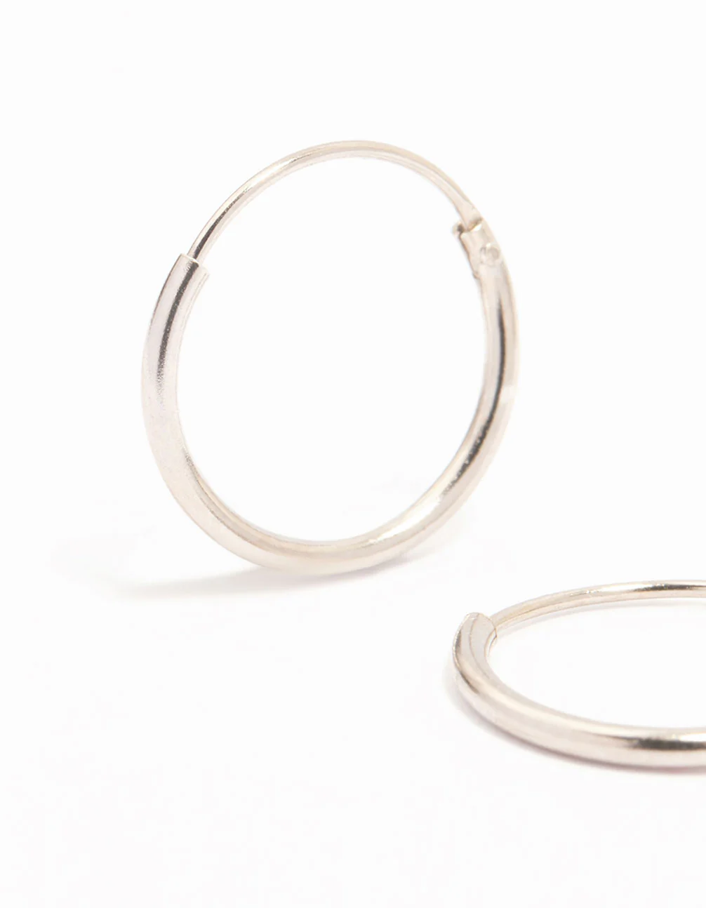 Platinum Sterling Silver Hoop Earrings 12mm - Image 2