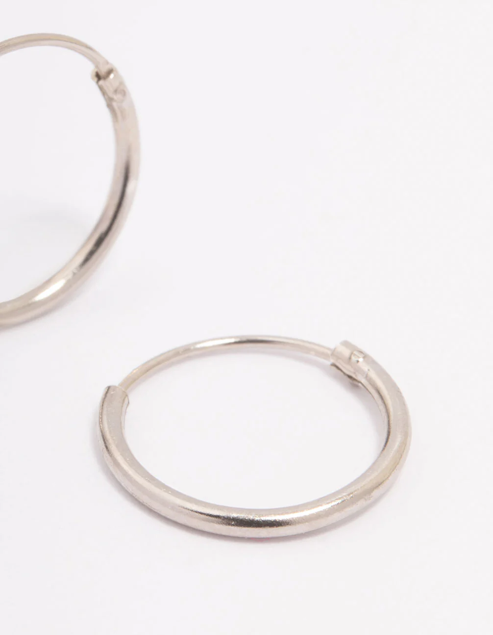 Platinum Sterling Silver Hoop Earrings 12mm - Image 3