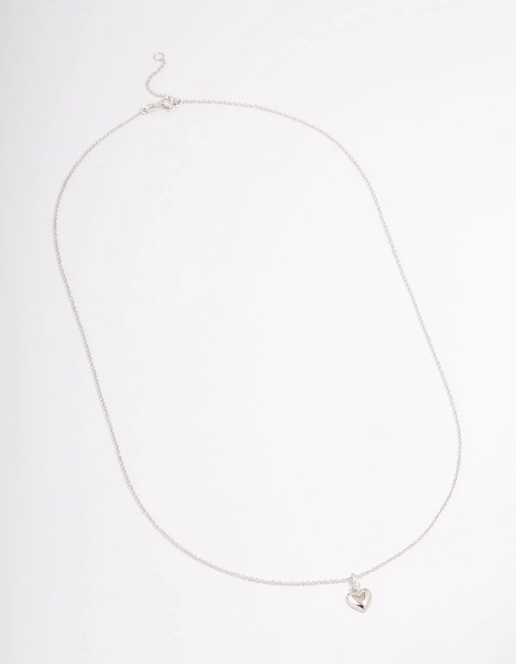 Platinum Sterling Silver Puffy Heart Cubic Zirconia Pendant Necklace - Image 2