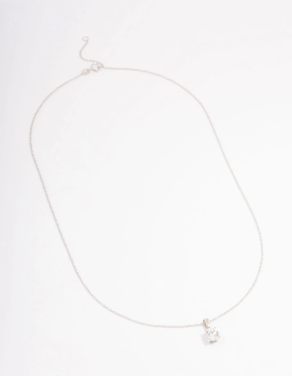 Sterling Silver Solitaire Cubic Zirconia Pendant Necklace - Image 2
