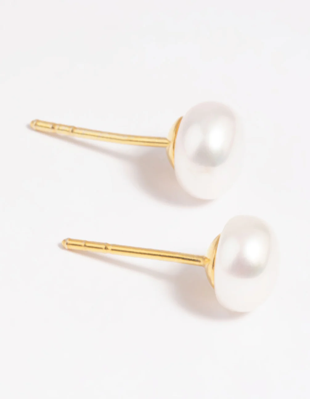 Gold Plated Sterling Silver Freshwater Pearl Stud Earrings - Image 2