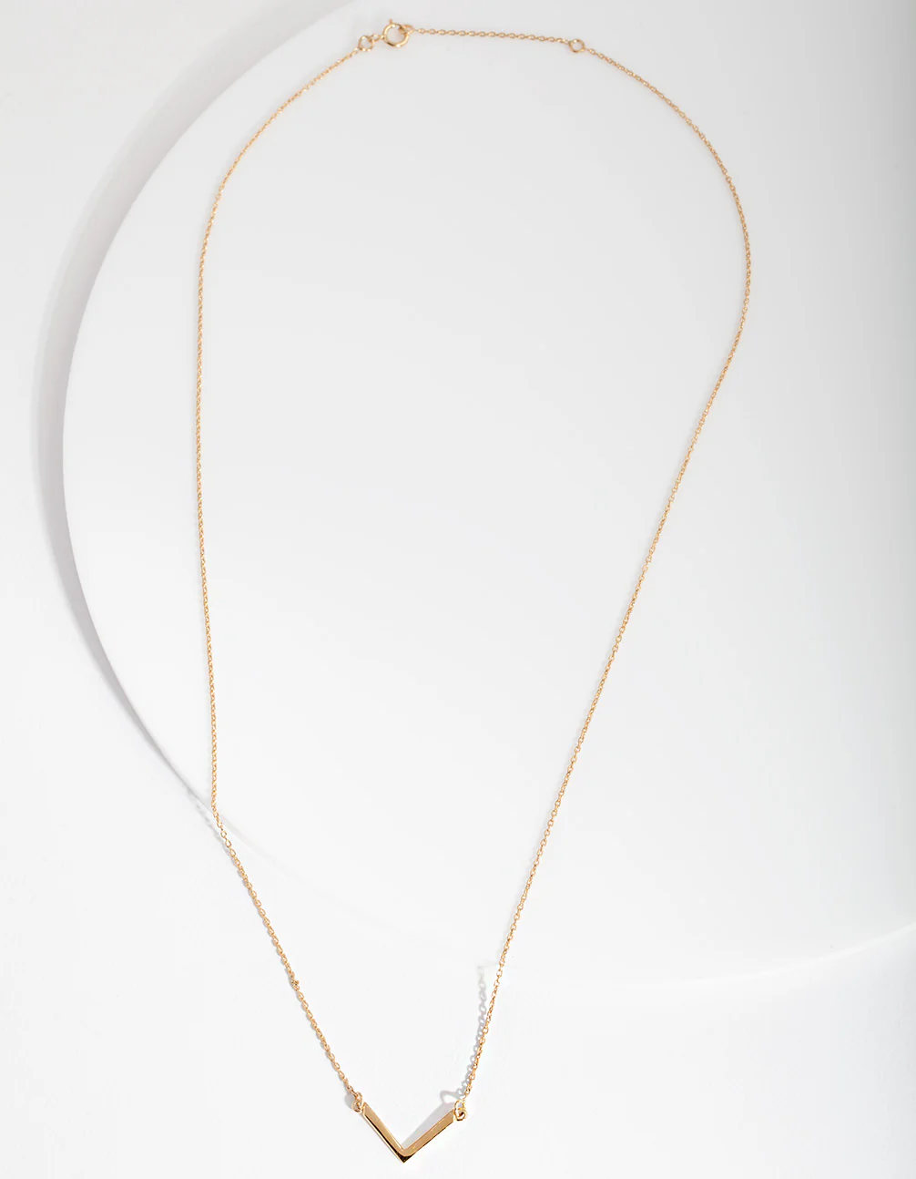 Gold Plated Sterling Silver V Pendant Necklace - Image 3