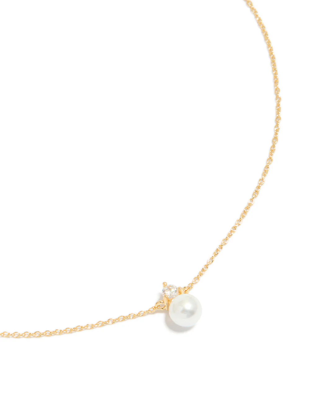 Gold Plated Sterling Silver Pearl Cubic Zirconia Necklace - Image 2
