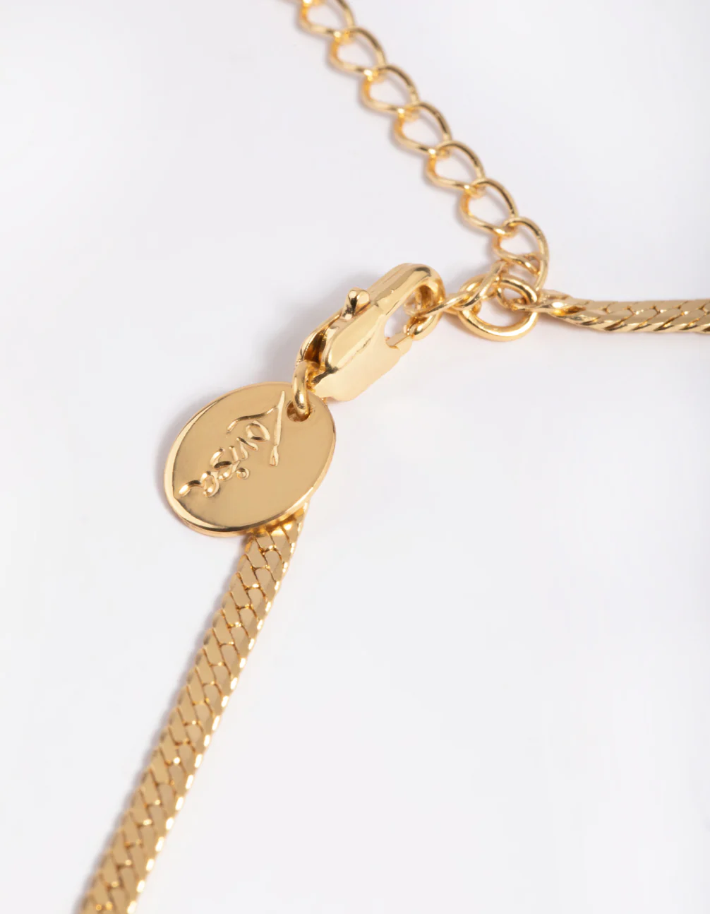 Gold Plated Herringbone Chain Necklace - Image 4