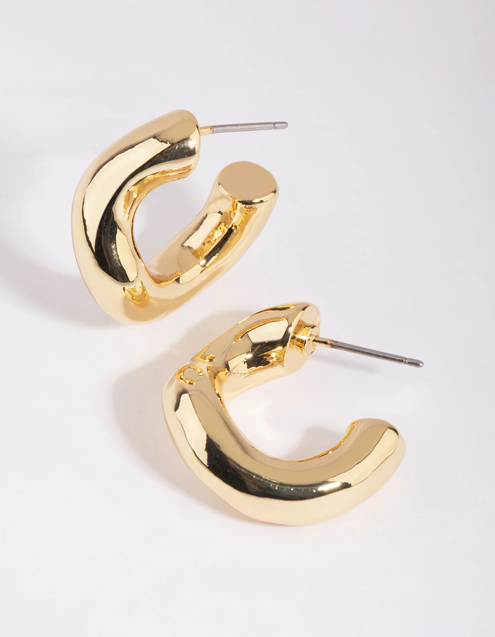 Gold Plated Chunky Hoop Earrings - Image 2