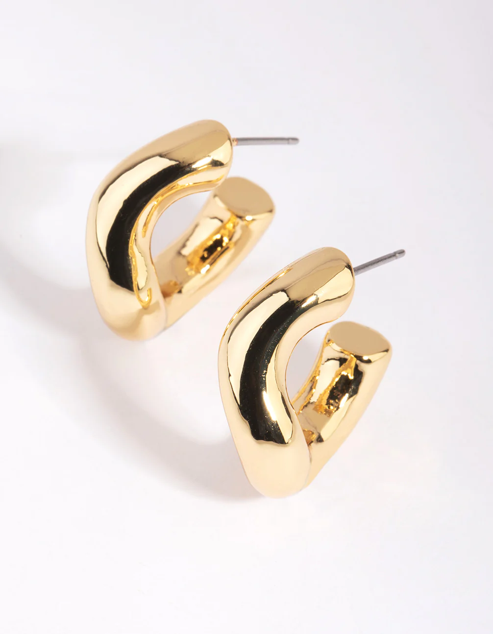 Gold Plated Chunky Hoop Earrings - Image 3