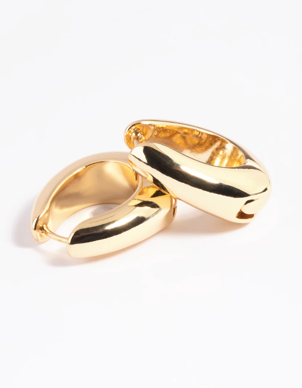 Gold Plated Chunky Oval Huggie Hoop Earrings - Image 5