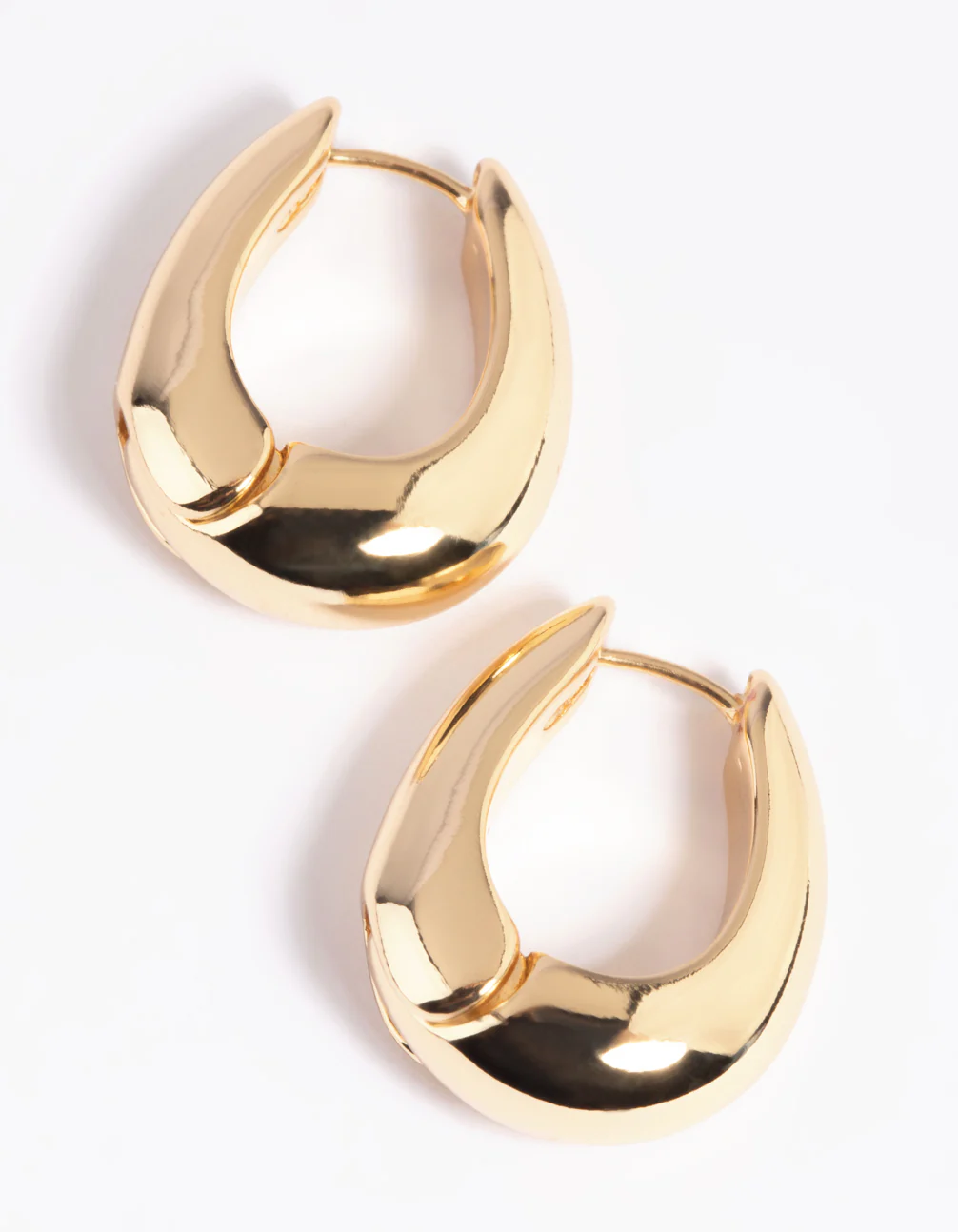 Gold Plated Chunky Oval Huggie Hoop Earrings - Image 7
