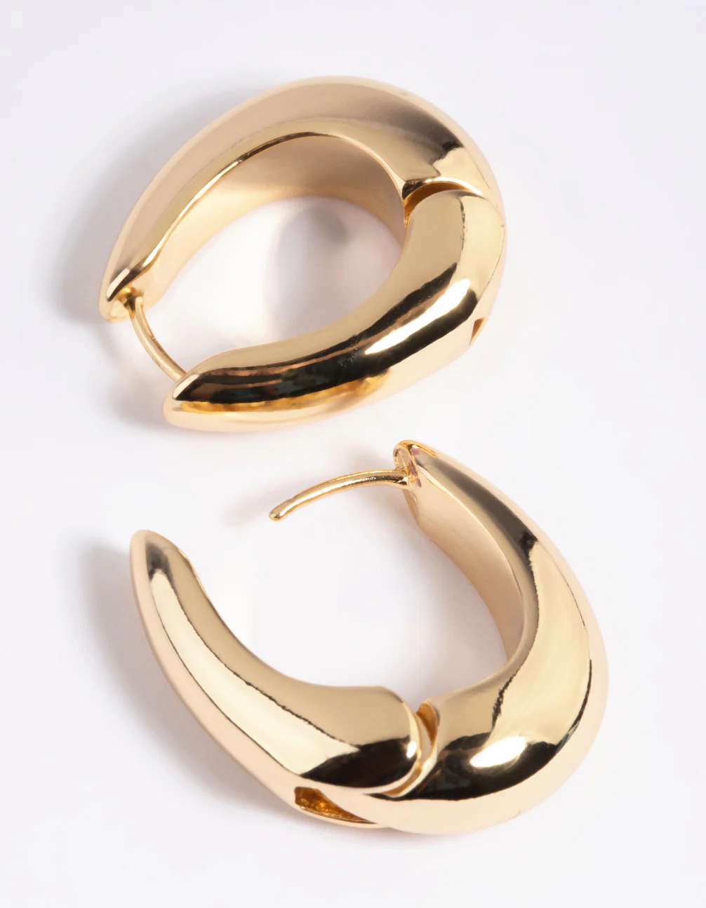 Gold Plated Chunky Oval Huggie Hoop Earrings - Image 9