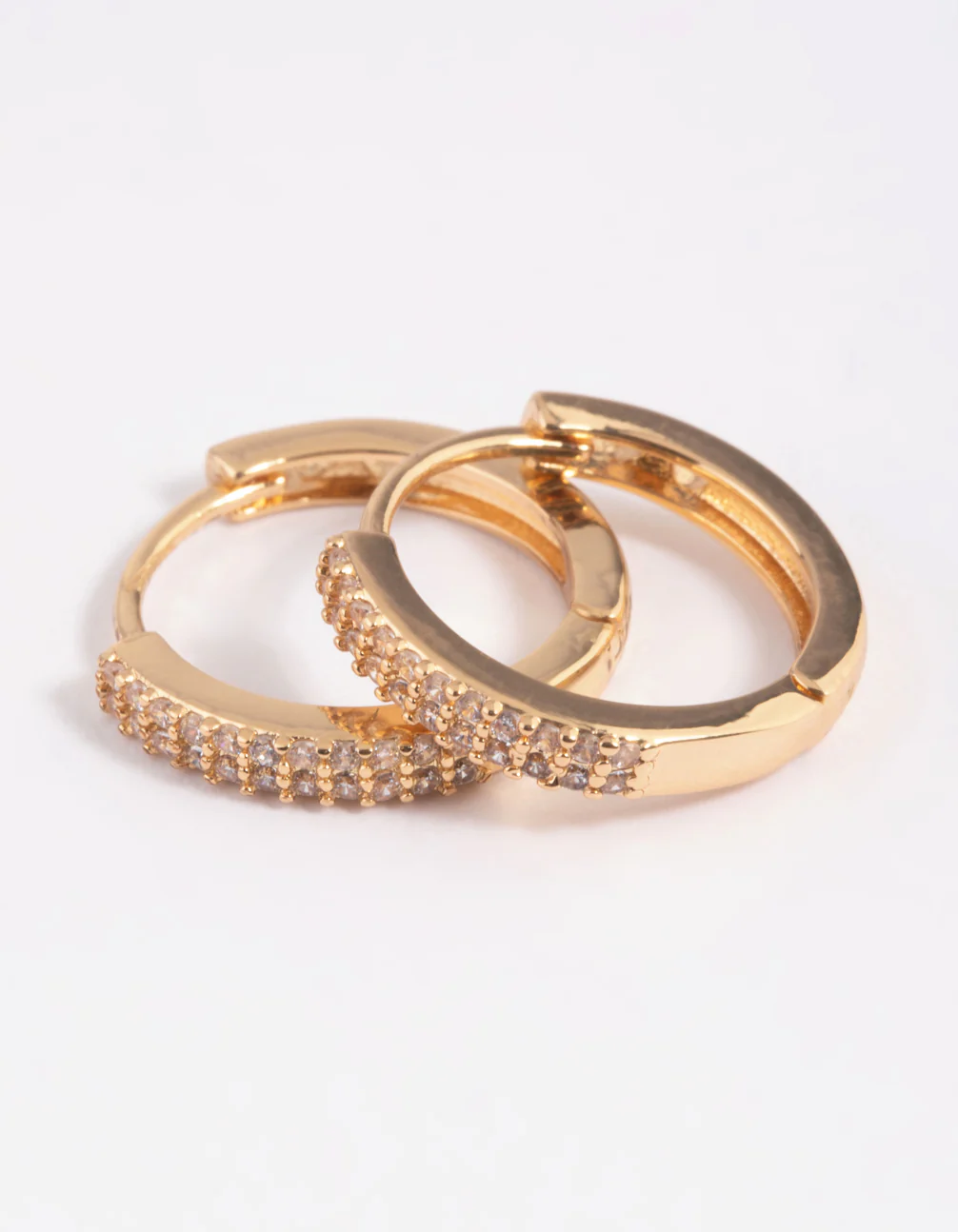 Gold Plated Cubic Zirconia Small Huggie Hoop Earrings - Image 3