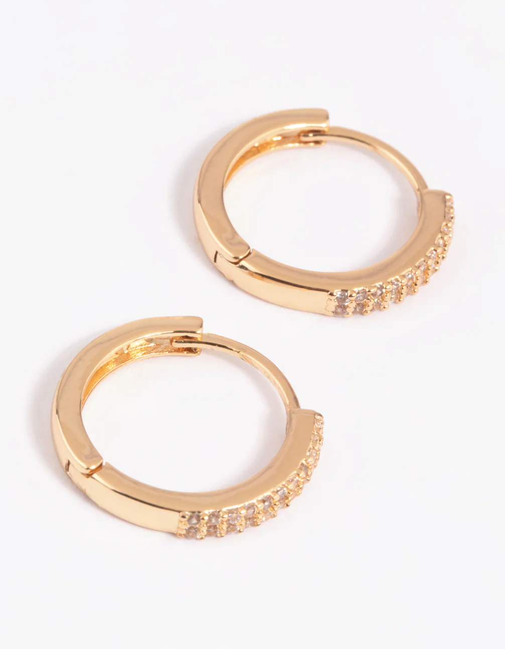 Gold Plated Cubic Zirconia Small Huggie Hoop Earrings - Image 5