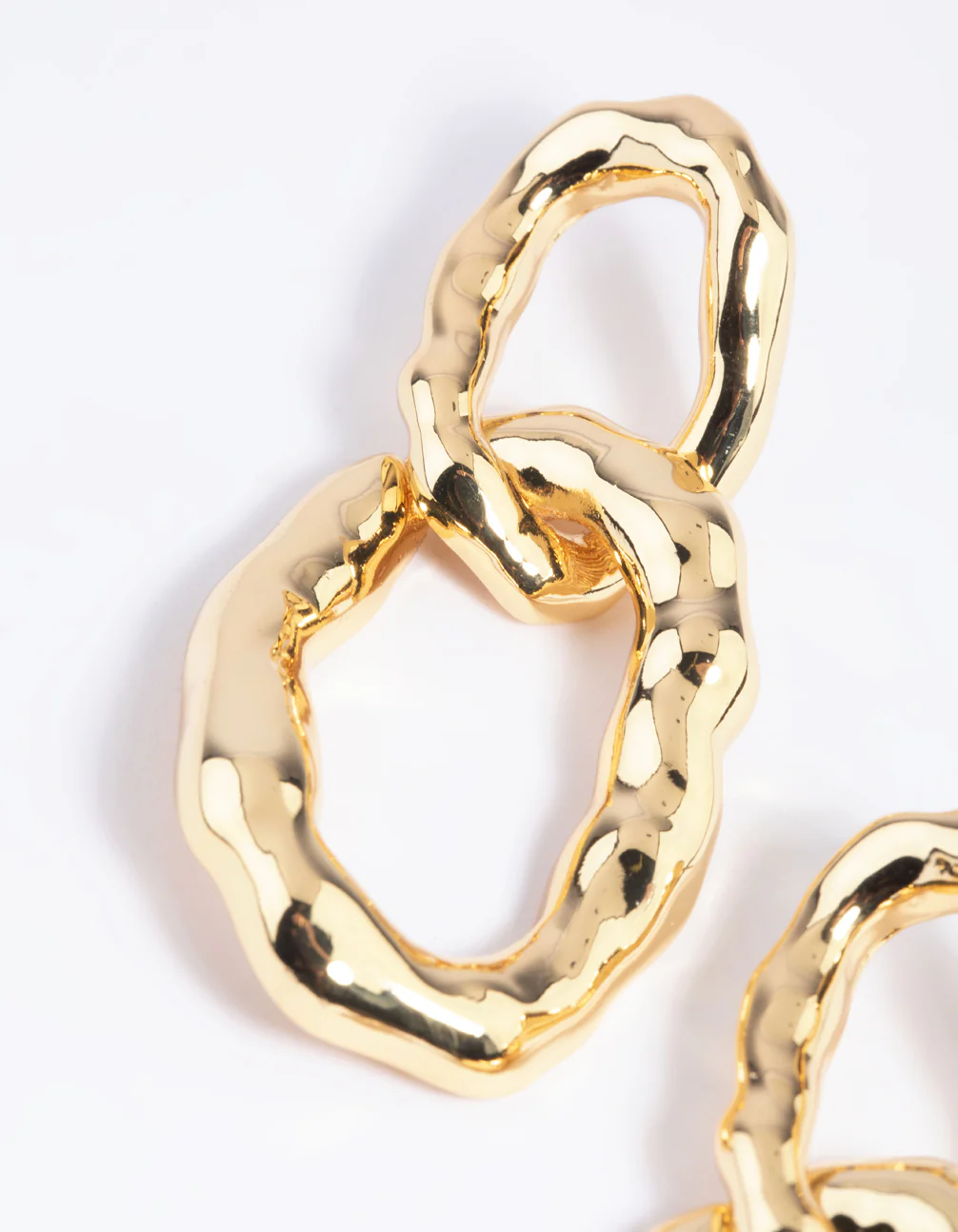 Gold Plated Molten Link Drop Earrings - Image 3