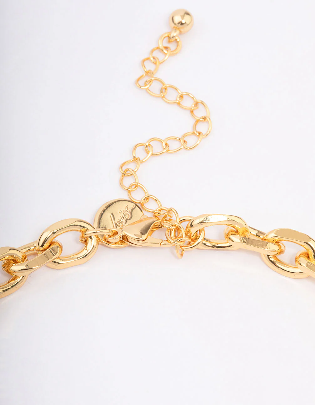 Gold Plated Link T Bar Chain Necklace - Image 3