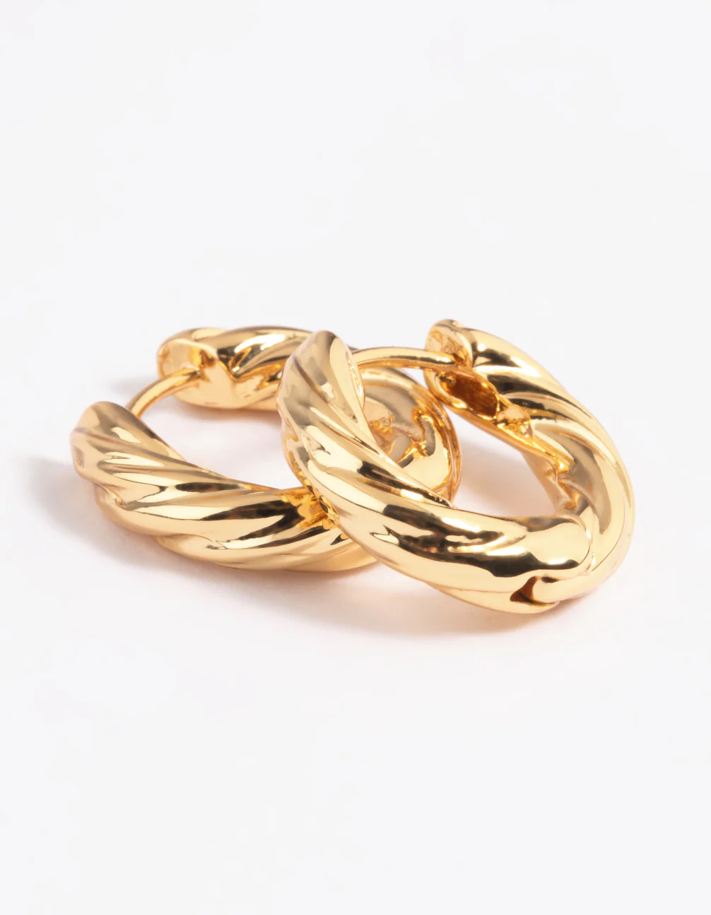 Gold Plated Twisted Huggie Hoop Earrings - Image 6