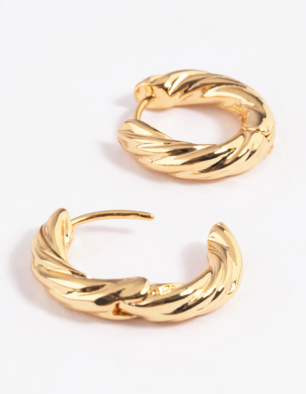 Gold Plated Twisted Huggie Hoop Earrings - Image 8