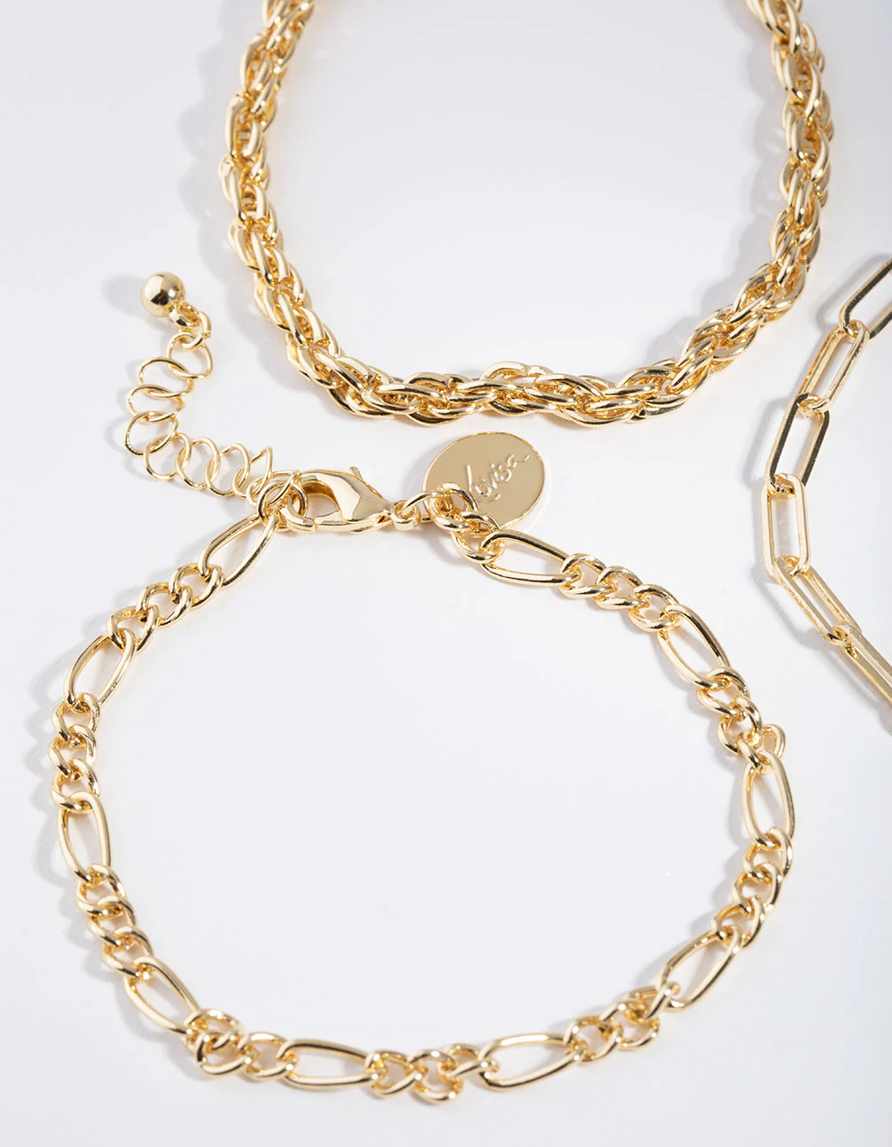 Gold Statement Mixed Chain Pack Bracelet - Image 4