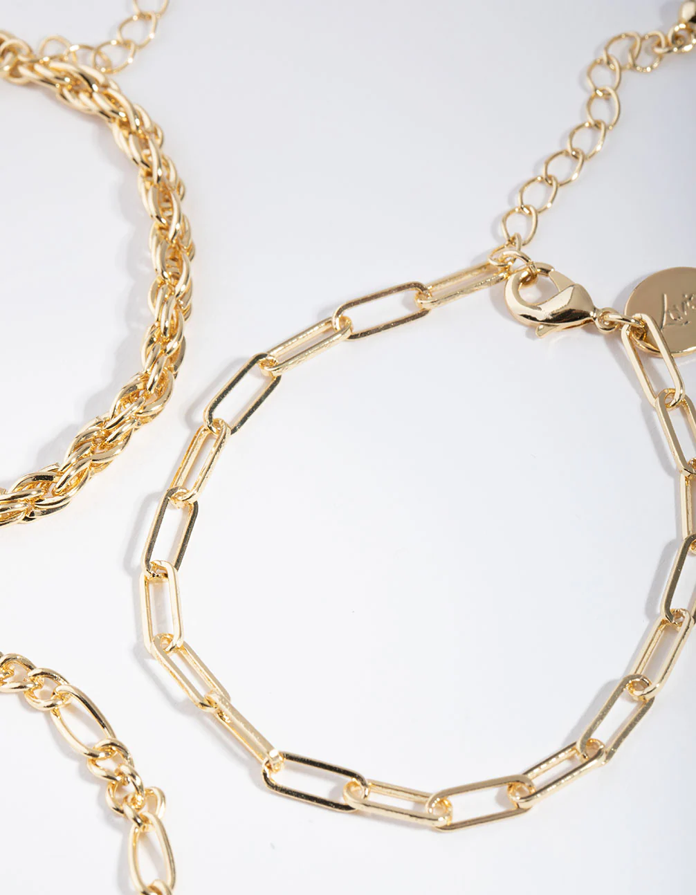 Gold Statement Mixed Chain Pack Bracelet - Image 5