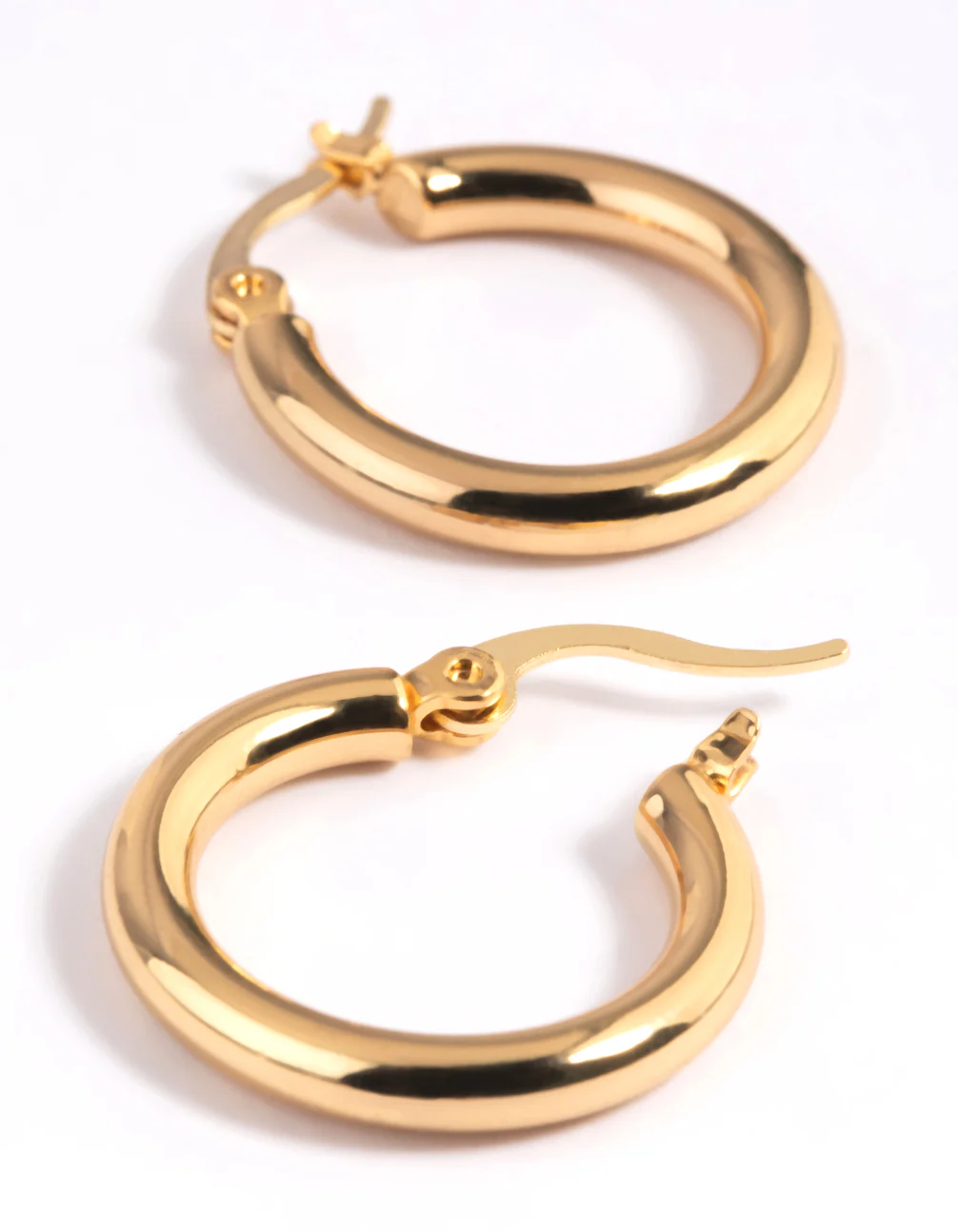 Gold Plated Thin Hoop Earrings - Image 2
