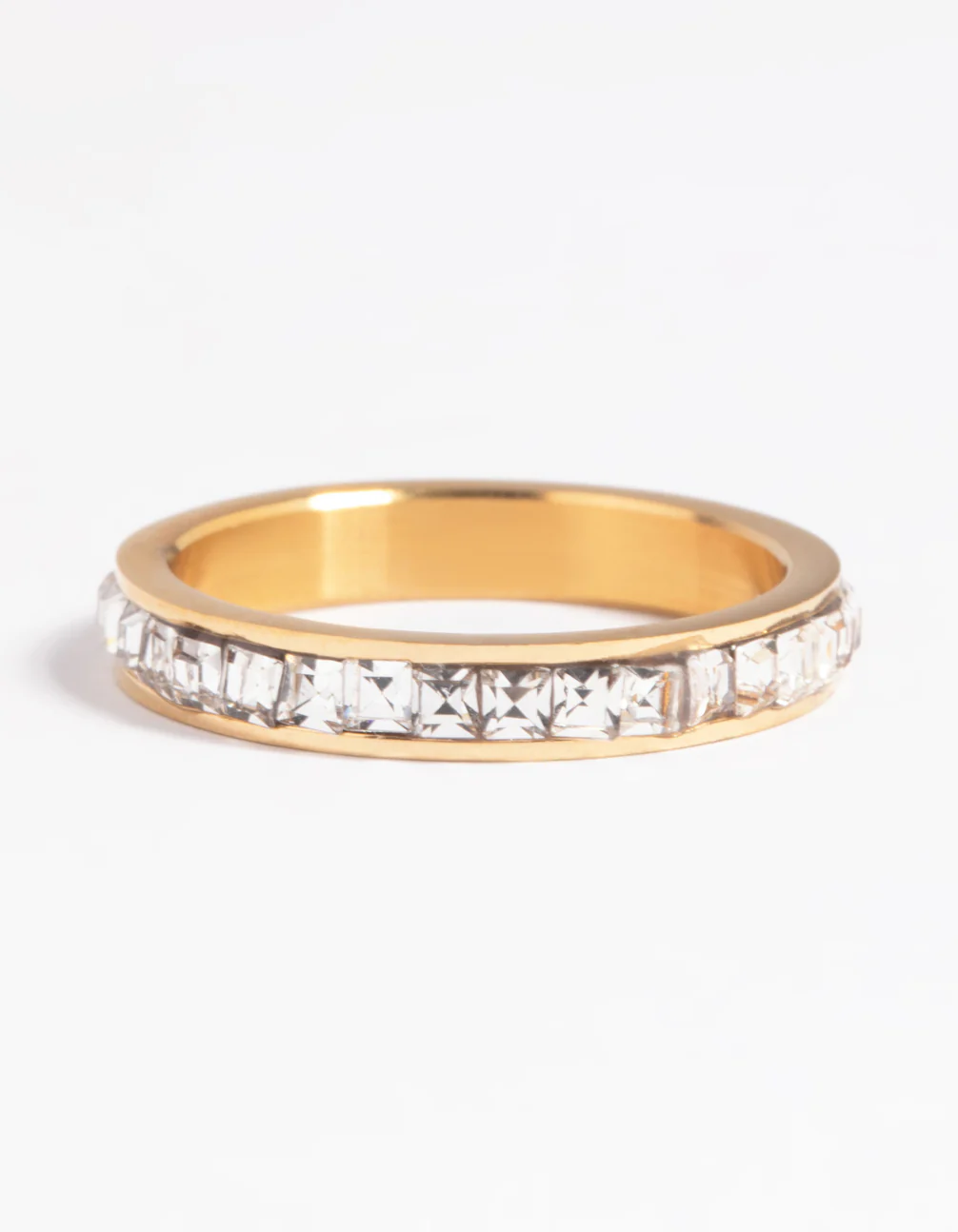 Waterproof Gold Plated Stainless Steel Cubic Zirconia Ring - Image 2