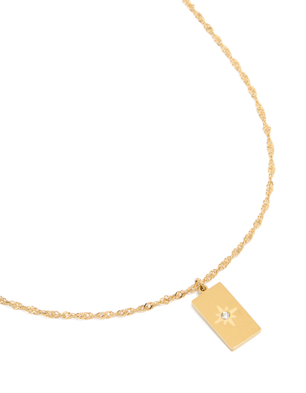 Waterproof Gold Plated Stainless Steel Diamante Star Necklace