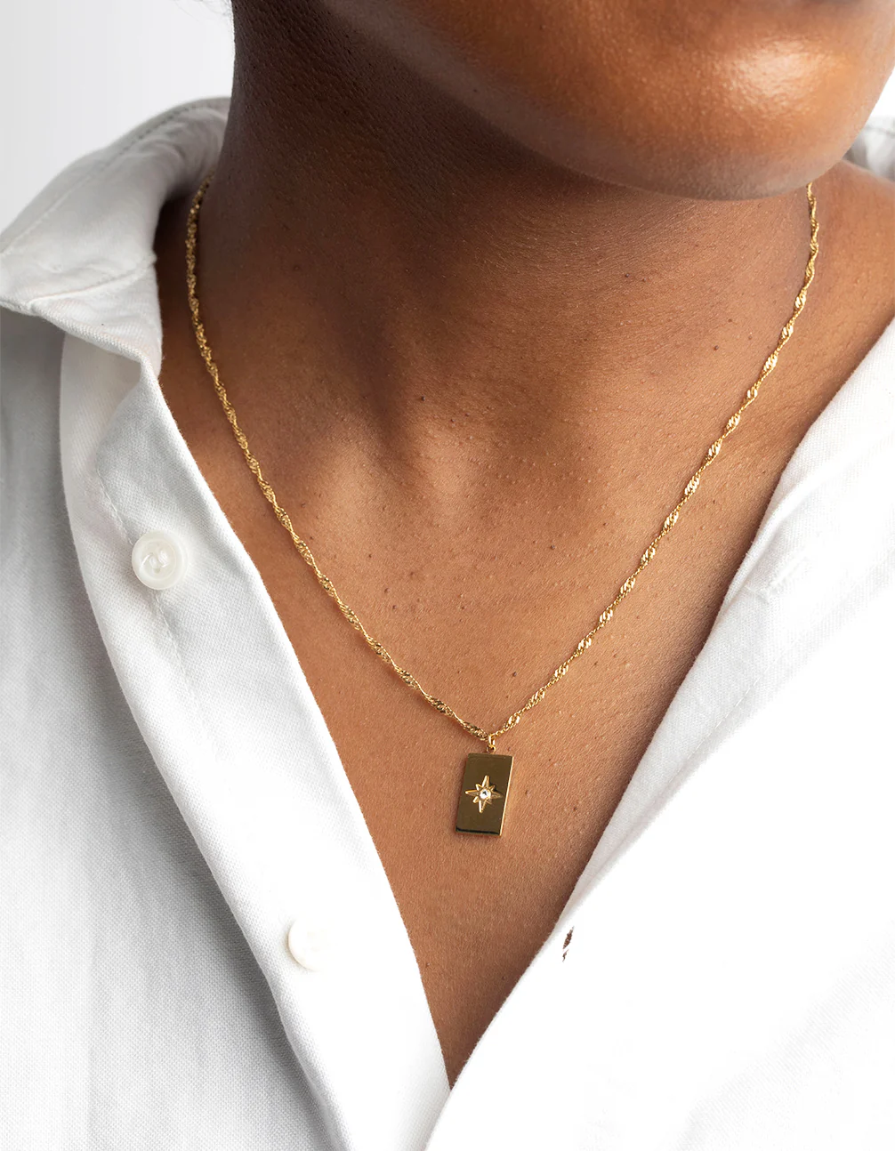 Waterproof Gold Plated Stainless Steel Diamante Star Necklace - Image 6