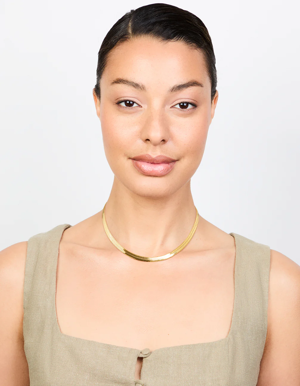 Waterproof Gold Plated Stainless Steel Herringbone Necklace - Image 3