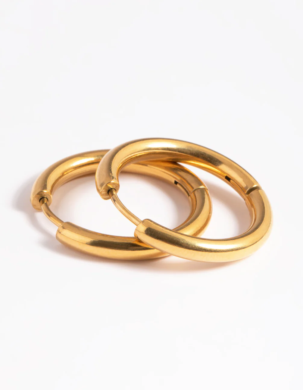 Waterproof Gold Plated Stainless Steel Classic Huggie Hoop Earrings - Image 4