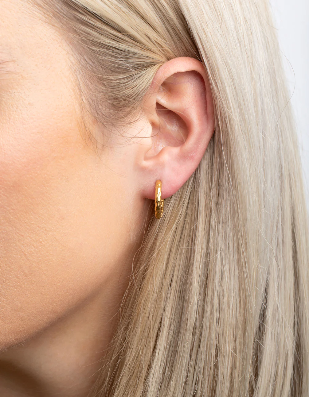 Waterproof Gold Plated Stainless Steel Molten Huggie Hoop Earrings - Image 6