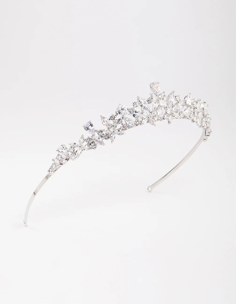 Silver Cubic Zirconia Mixed Marquise Floral Crown - Image 2