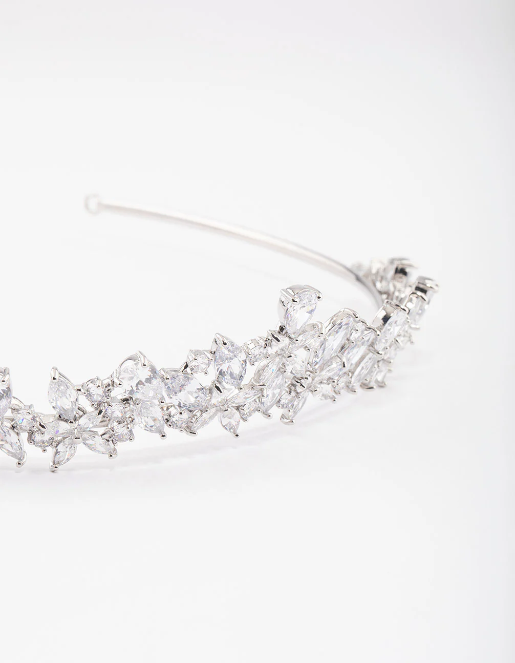 Silver Cubic Zirconia Mixed Marquise Floral Crown - Image 5