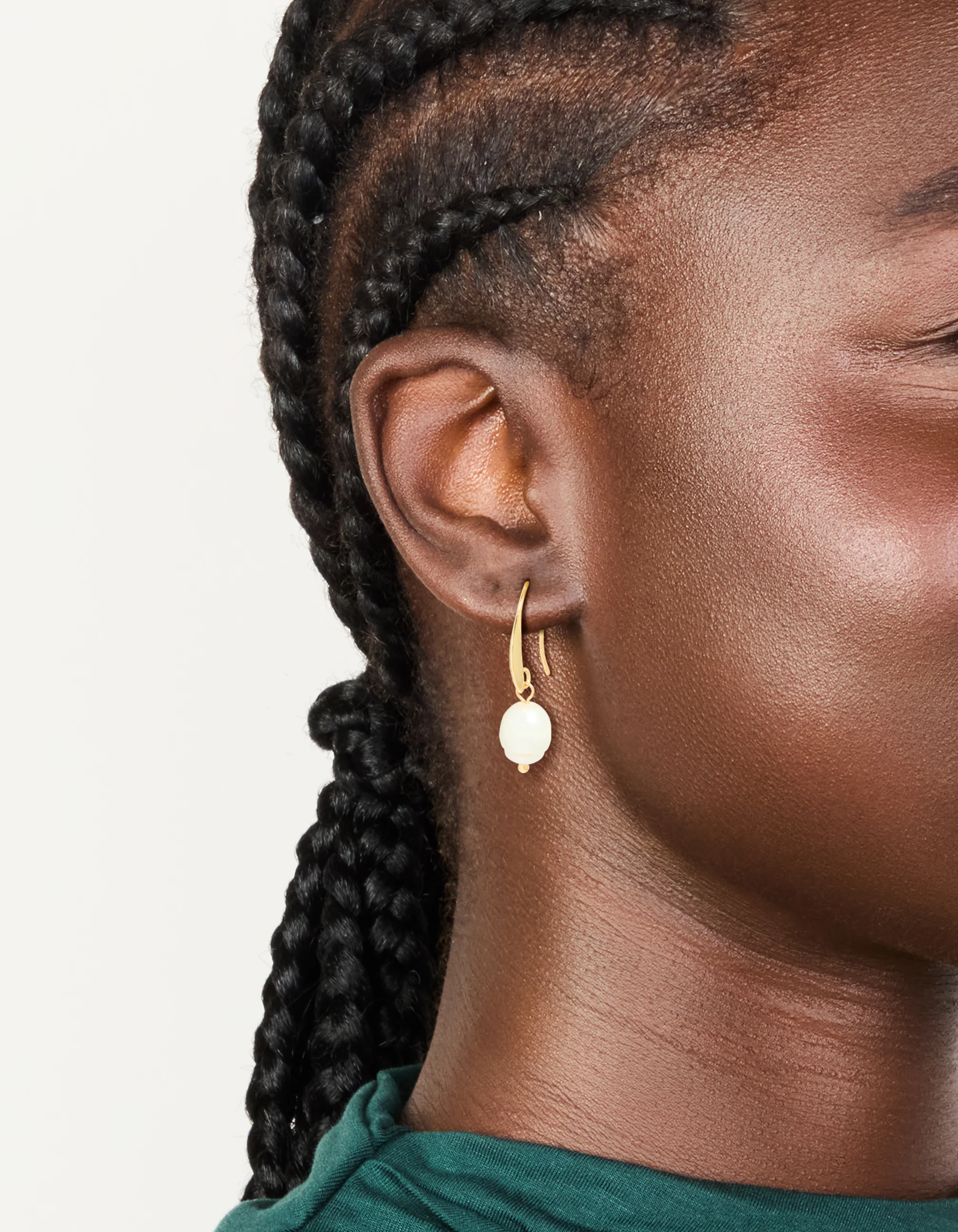 Gold Plated Freshwater Pearl Medium Hook Drop Earrings