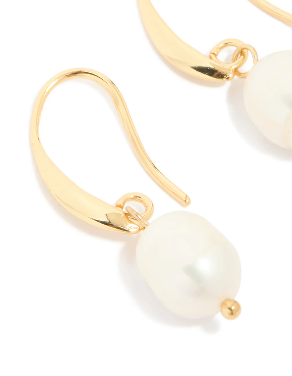 Gold Plated Freshwater Pearl Medium Hook Drop Earrings - Image 4