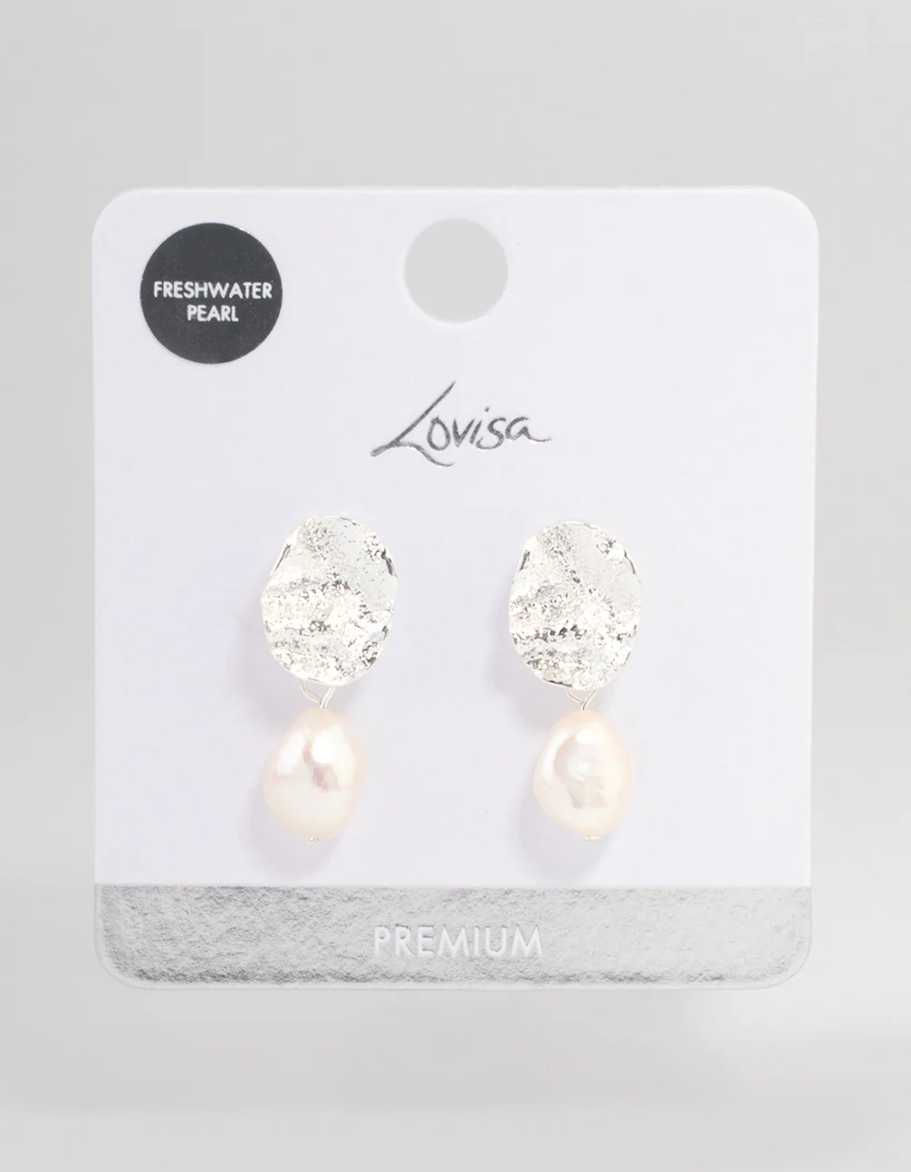 Silver Plated Crater Freshwater Pearl Drop Earrings - Image 4